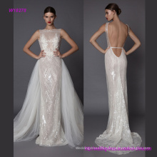 Bling Bling Sheath Wedding Dress with Removeable Lace Train